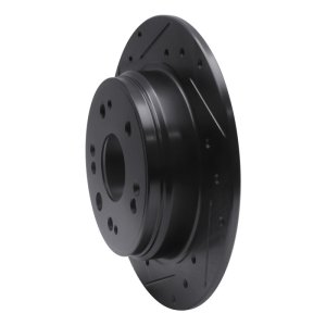 Honda CR-V Brake Rotor (1) - Rear Left - R1 Concepts - Drilled & Slotted - Black - `02-`04